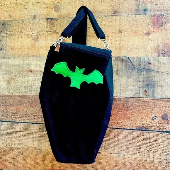 NWOT Sweet Midnight Coffin Backpack Bag With Bat - Picture 1 of 7